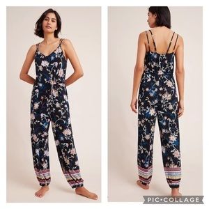 ANTHROPOLOGIE LUKA JOGGER FLORAL PRINT KNIT BALLOON LEG JUMPSUIT Size XL